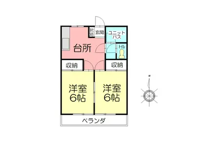 萩本コーポC(2DK/2階)の間取り写真