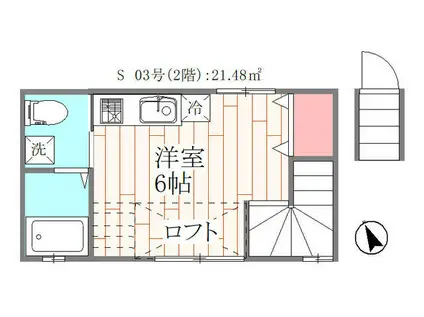グランエッグス調布S(ワンルーム/2階)の間取り写真