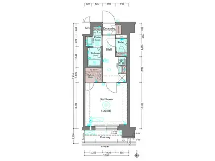 プラシード京都(1K/9階)の間取り写真