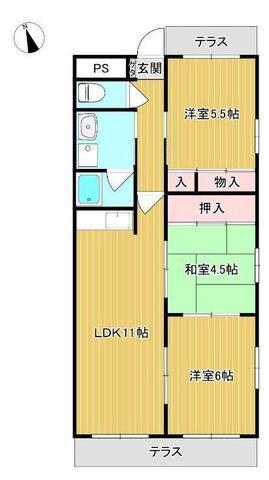 白本マンション(3LDK/4階)の間取り写真