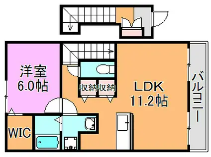 ブルックコート(1LDK/2階)の間取り写真