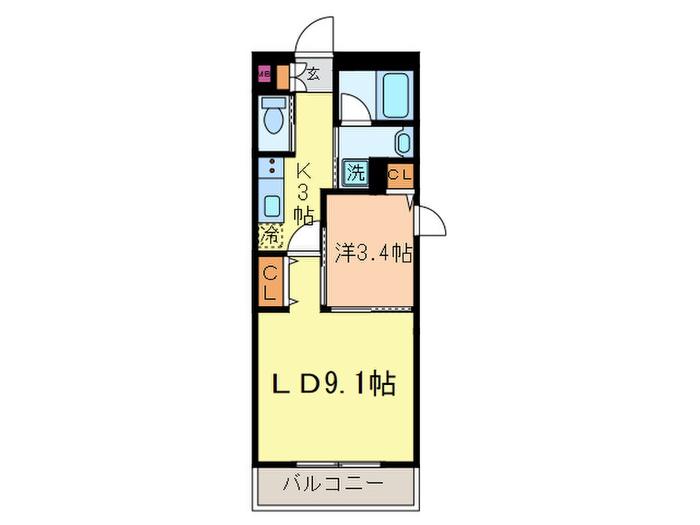 ラ・ルシェッロ(1LDK/1階)の間取り写真