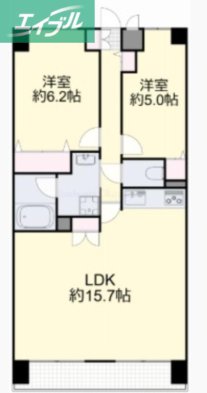 ル・サンク西市(2LDK/4階)の間取り写真