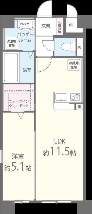 M.Rレジデンス博多(1LDK/2階)の間取り写真