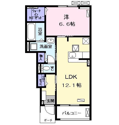 ソラリウム B(1LDK/1階)の間取り写真
