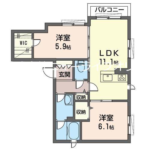 ABELIA(2LDK/2階)の間取り写真