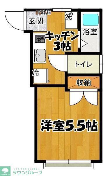 ウエル国立(1K/1階)の間取り写真