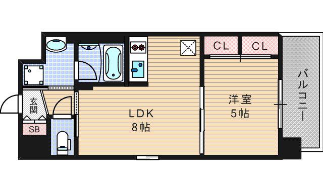 スワンズシティ中之島クロス(1LDK/4階)の間取り写真