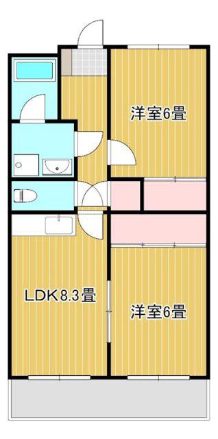 フローレンス門神(2LDK/2階)の間取り写真