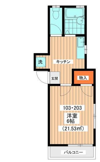 ニューライフ・Y(1K/2階)の間取り写真