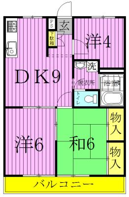 ロイヤルハイツ(3DK/2階)の間取り写真