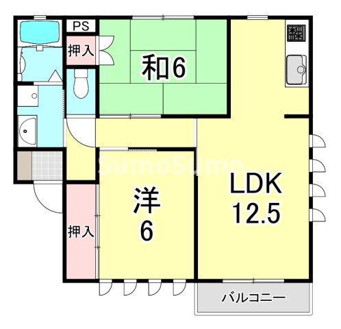 プラム中彦(2LDK/2階)の間取り写真
