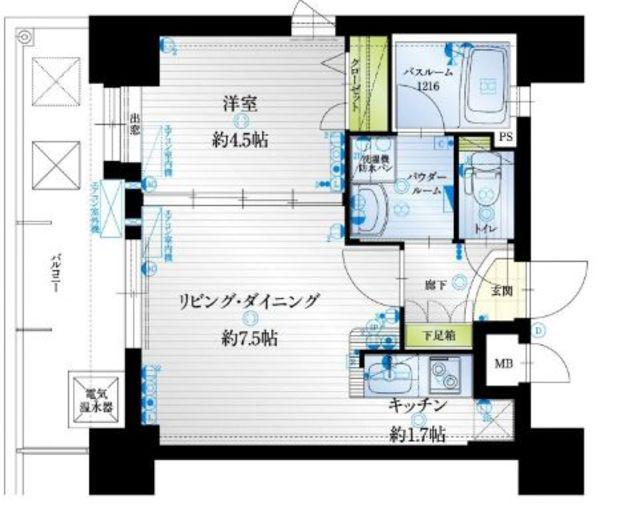 アクタス薬院III(1LDK/2階)の間取り写真