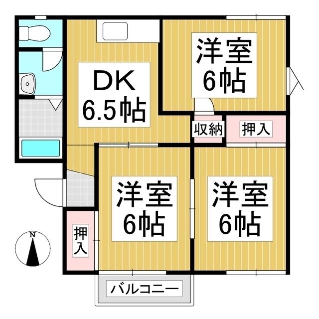 アトウレあすかA(3DK/1階)の間取り写真
