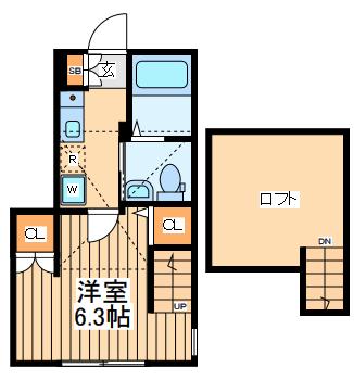 ピースフロー淵野辺(1K/1階)の間取り写真