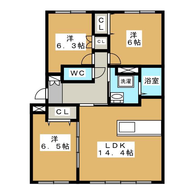ラヴァンダ(3LDK/2階)の間取り写真