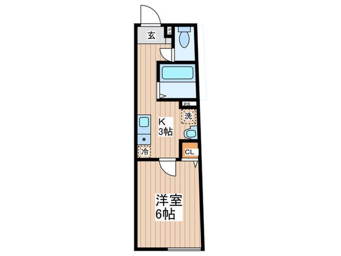 AXIA千歳烏山(1K/3階)の間取り写真