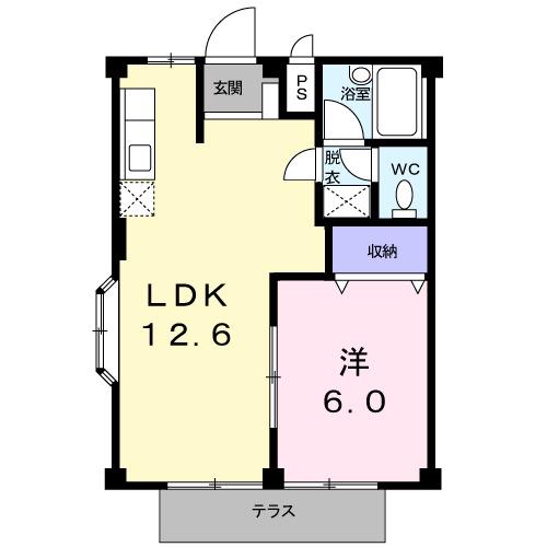 シティハイツ上田 I(1LDK/1階)の間取り写真