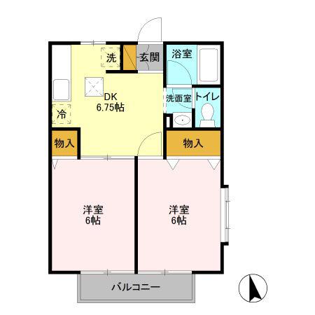 コーワハイム(2DK/1階)の間取り写真