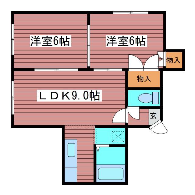 プリマベーラ西岡(2LDK/2階)の間取り写真