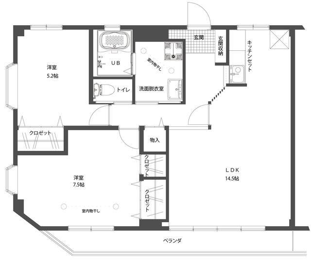 田中第一ビル(2LDK/3階)の間取り写真