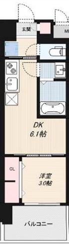 DIMORA難波(1DK/3階)の間取り写真