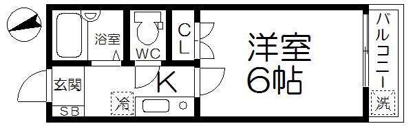 辰巳ハイツ(1K/2階)の間取り写真
