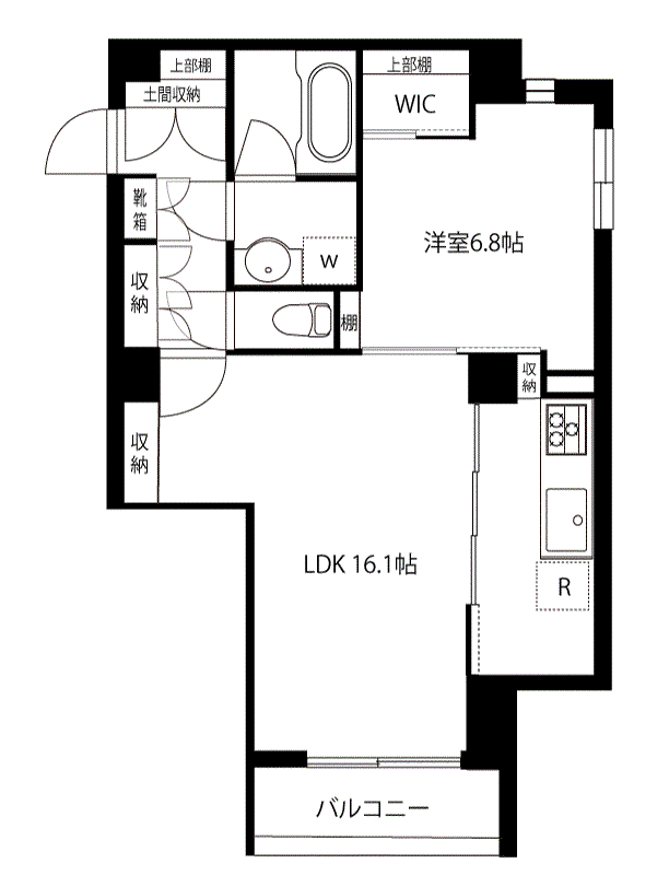  吉祥寺・オリーブの庭 西棟(1LDK/2階)の間取り写真