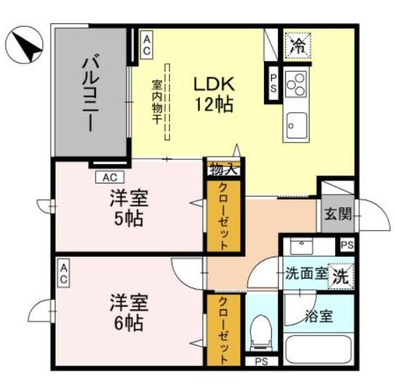 NOBLE VILLA浦和美園(2LDK/2階)の間取り写真