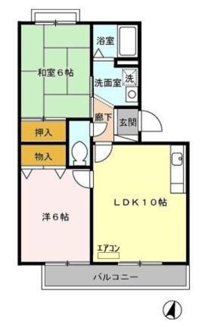 プリムヴェール壱番館(2LDK/2階)の間取り写真