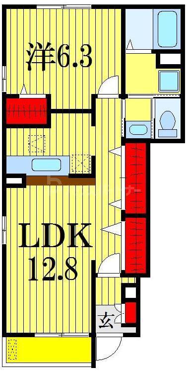 アメニティーC(1LDK/1階)の間取り写真