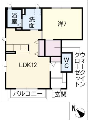 メイプル・コーポB(1LDK/1階)の間取り写真
