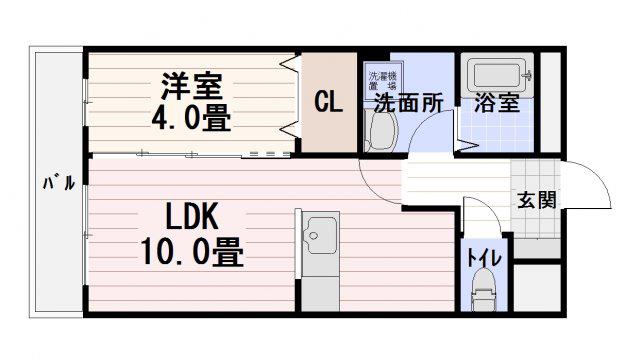 プレステージ赤間(1LDK/1階)の間取り写真