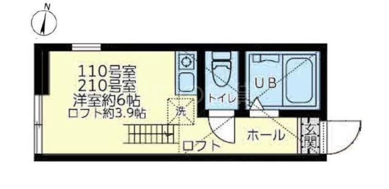 ミカサ末吉(ワンルーム/1階)の間取り写真