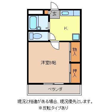 HAPPINESSS.O B(1K/1階)の間取り写真