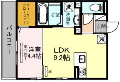 デンテ・ディ・レオーネ(1LDK/3階)の間取り写真