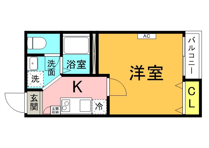 リベルテ春日部(1K/1階)の間取り写真