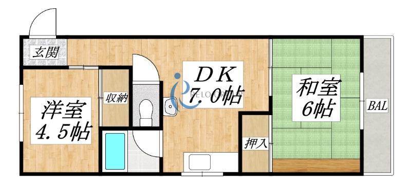 コーポ中島(2DK/5階)の間取り写真