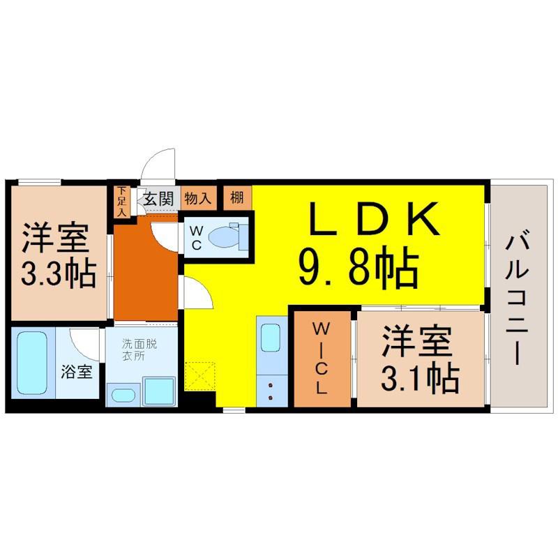ルミエール メゾン(2LDK/2階)の間取り写真