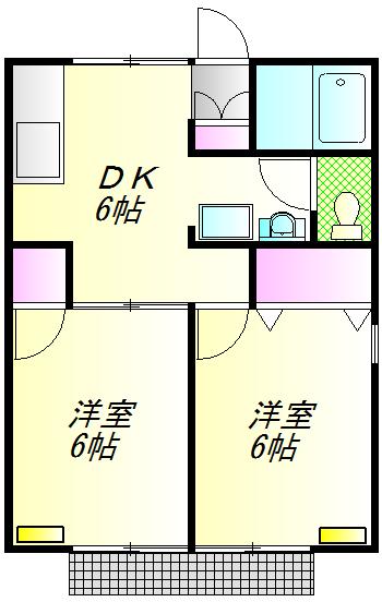 セジュール玉川(2DK/1階)の間取り写真