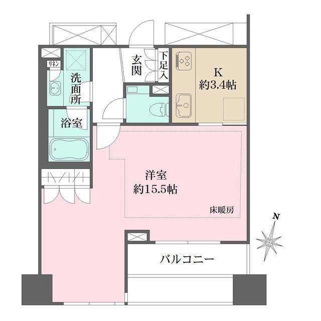 パークハウス平河町(1K/2階)の間取り写真