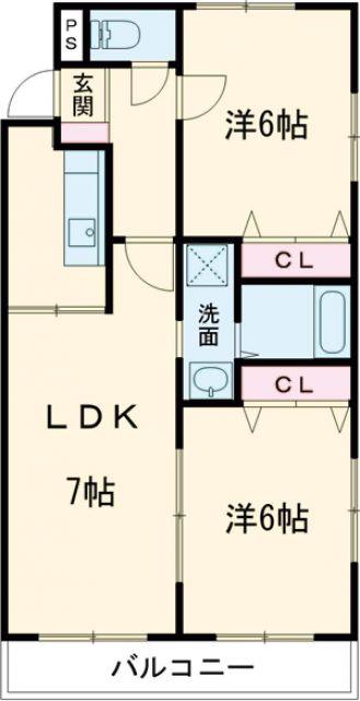 トゥルース(2LDK/4階)の間取り写真