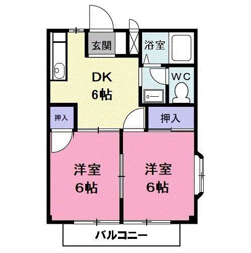 ロイヤル師勝B(2DK/2階)の間取り写真