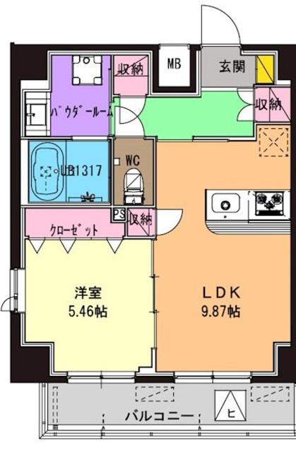 アリエス(1LDK/2階)の間取り写真