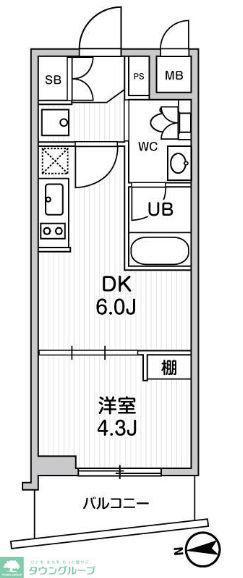 ALTERNA中野(1DK/6階)の間取り写真