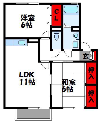 リッツハウス(2LDK/2階)の間取り写真
