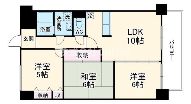 リーガルハイツ(3LDK/6階)の間取り写真