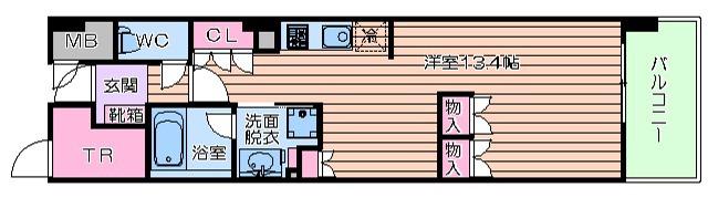 エル・セレーノ上本町レジデンス(ワンルーム/5階)の間取り写真