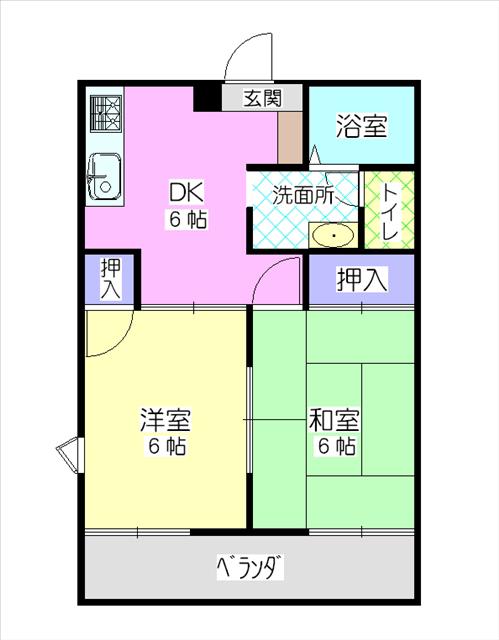 コーポ藤塚(2DK/1階)の間取り写真