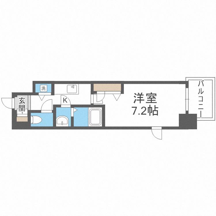 プランドール北浜(1K/6階)の間取り写真